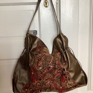 Vintage Falchi NWT embroidered  w/gold - silver colored stones bronze tones